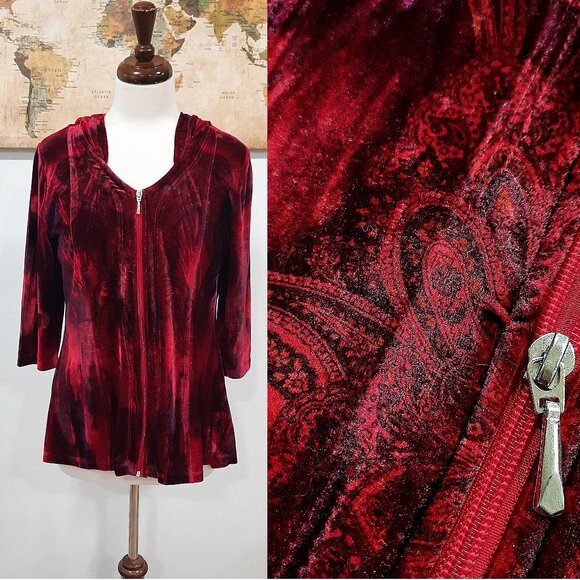 Velour zipper tunic length hoodie - Unity World Wear - Picture 1 of 12